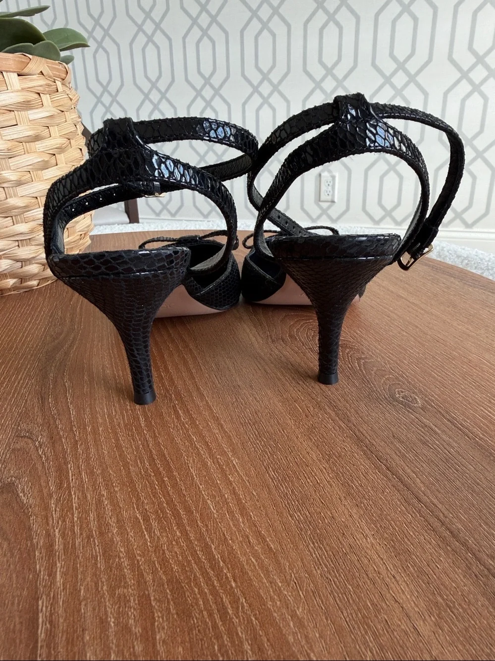J.Crew Italian Leather Bow Slingback Heels Black Size 8 NWT